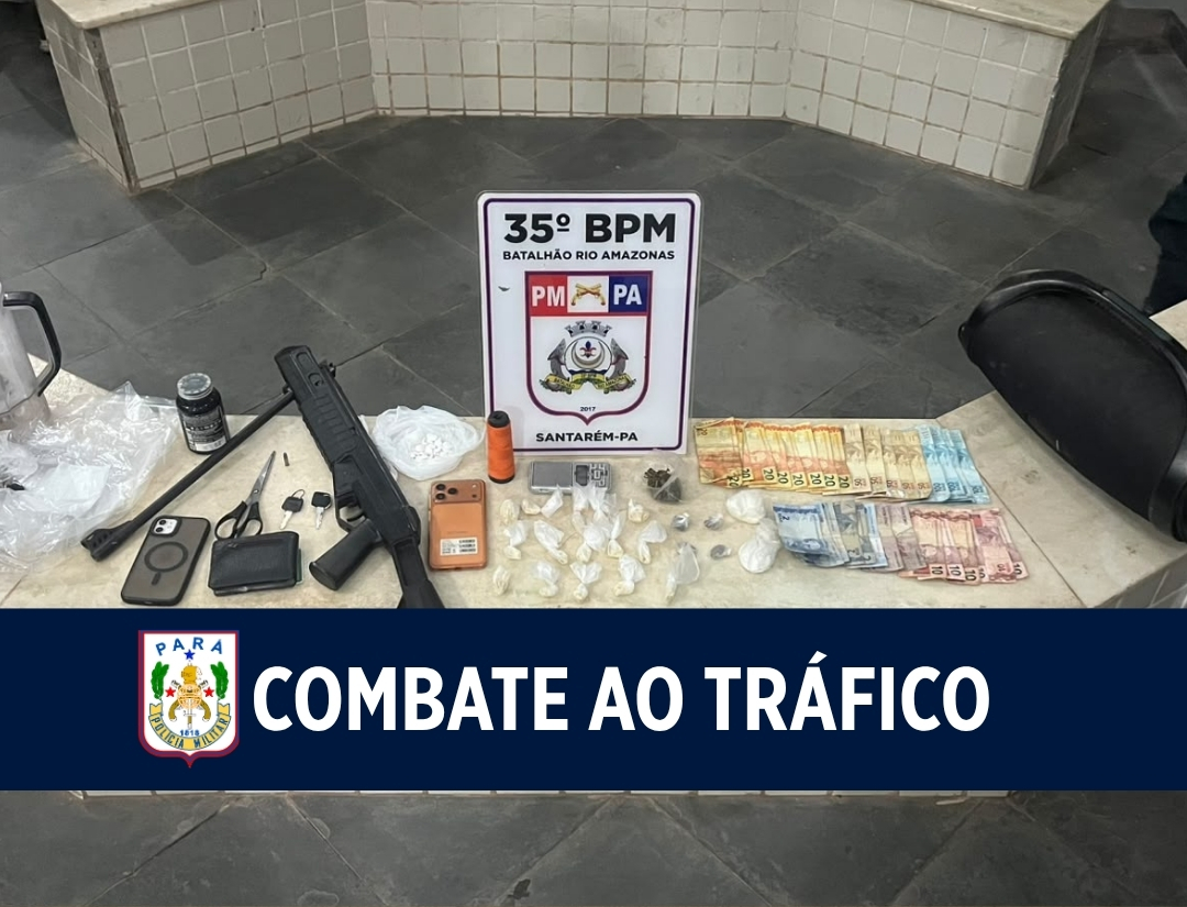 35º BPM prende homem por tráfico de drogas, em Santarém