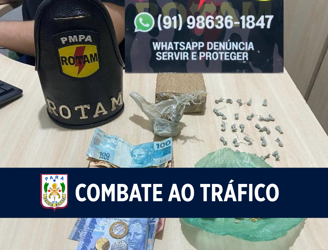 ROTAM apreende porções de oxi e maconha durante ação policial em Icoaraci