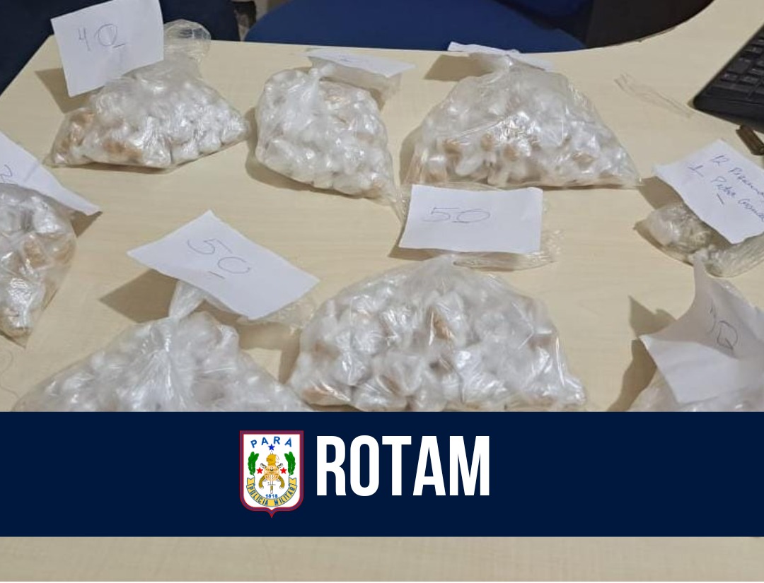 Em Belém, ROTAM prende casal com mais de 300 invólucros de entorpecentes