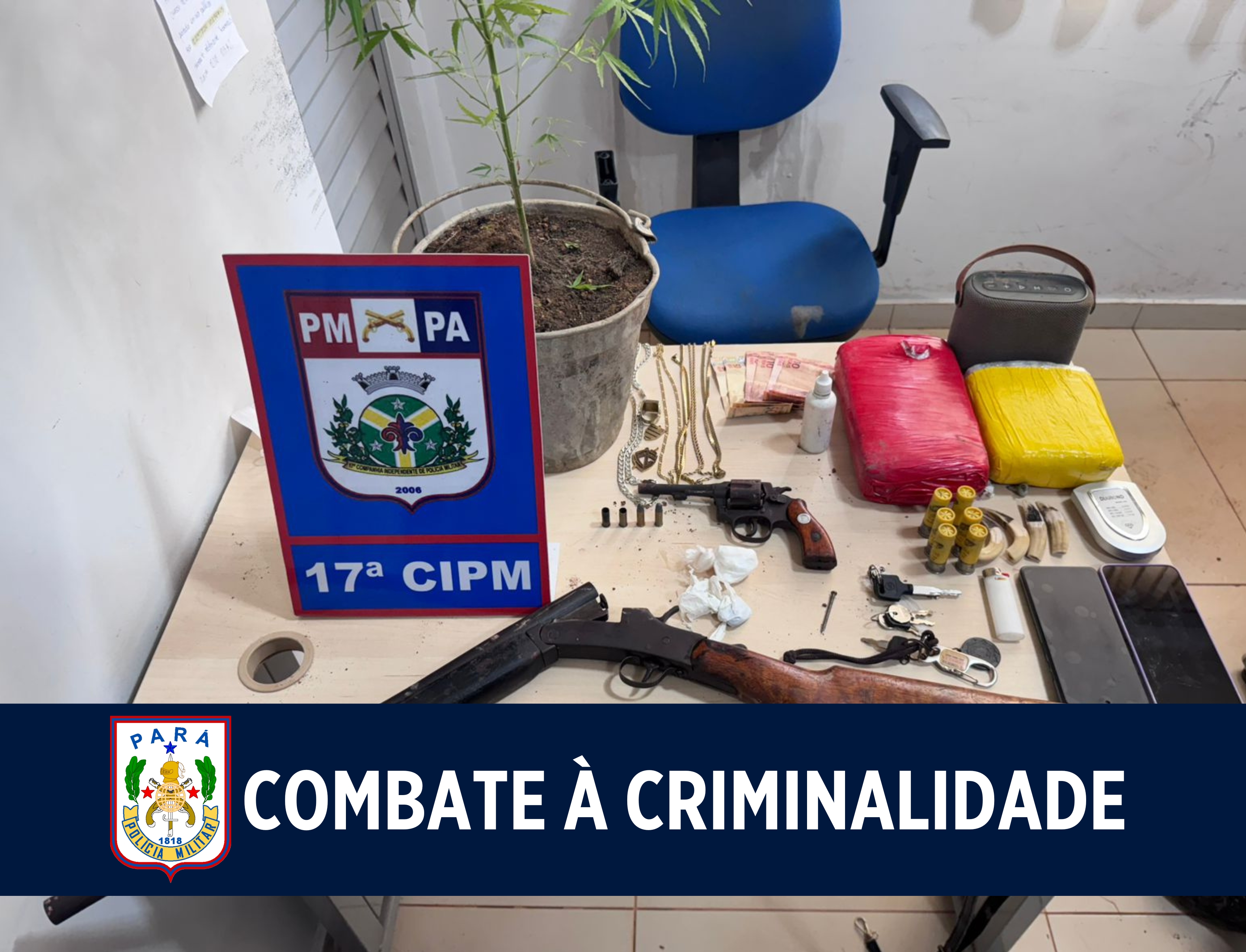 17ª CIPM prende trio com drogas, armas e munições em Rurópolis