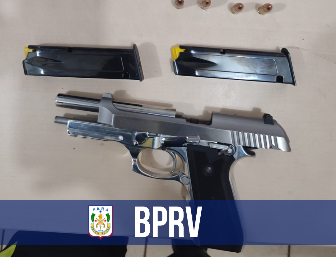 Em Altamira, PM apreende pistola 9mm e motocicleta com registro de roubo