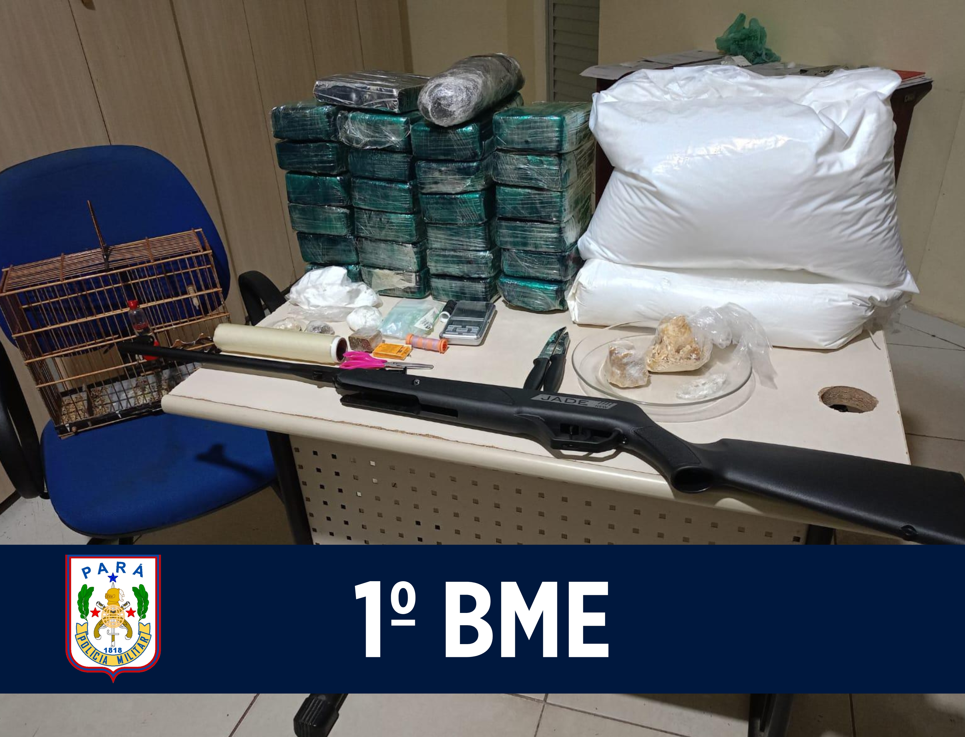 1º BME apreende mais de 24 tabletes de drogas e outros ilícitos em Marabá