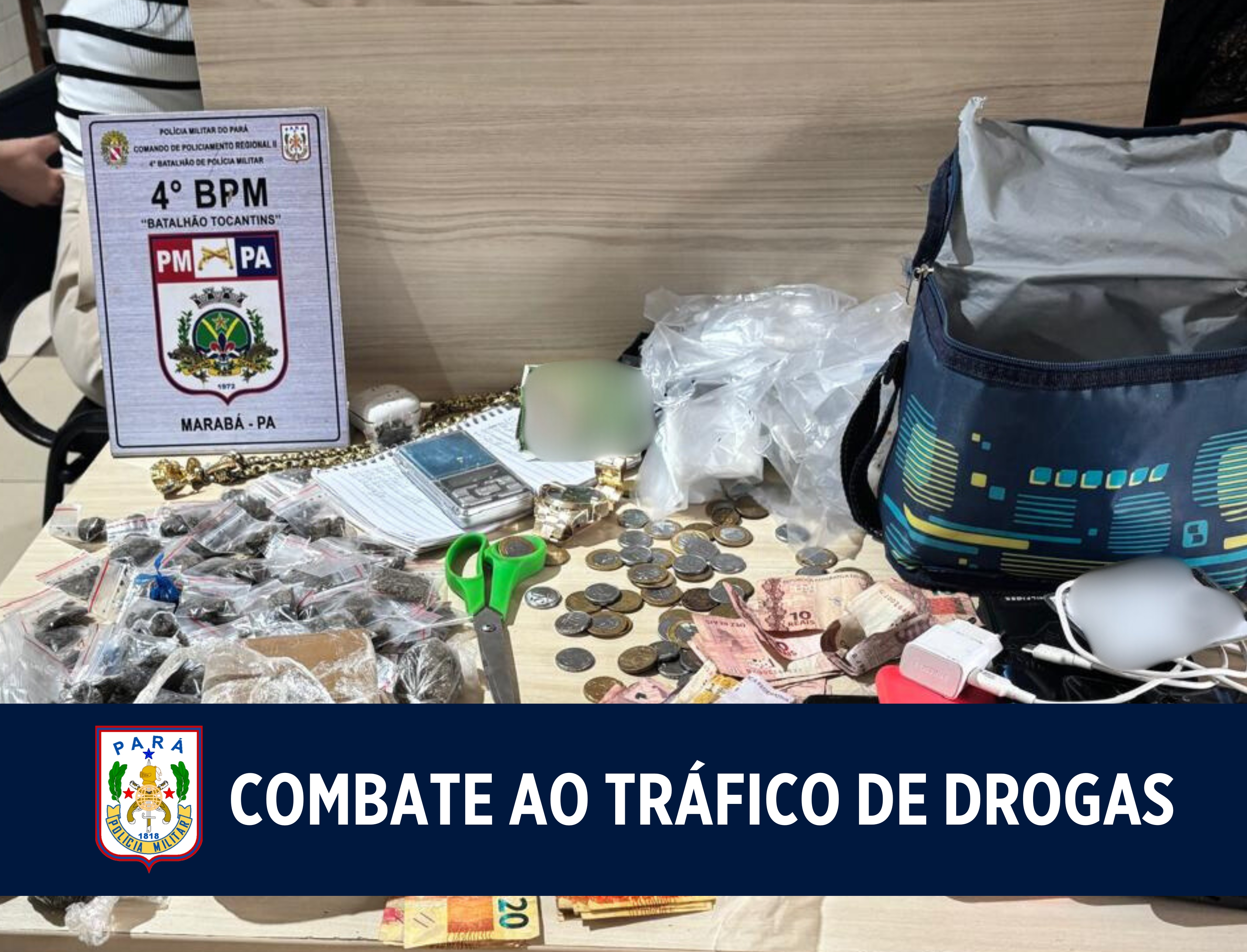 Em Marabá, 4° BPM prende suspeito de comercializar entorpecentes