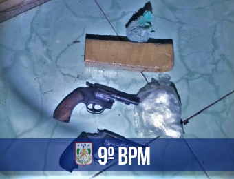 9º BPM prende mulher por tráfico e porte ilegal de arma de fogo