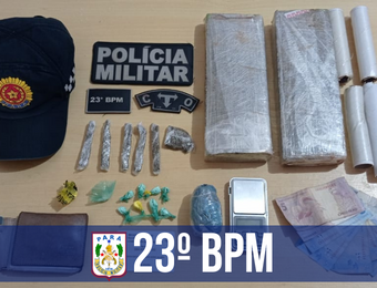 Policiais prendem três homens e apreendem quase 2kg de drogas