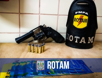 Rotam prende homem com arma de fogo, munições e 20 cartões de banco em Cametá