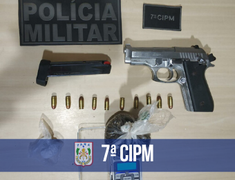 7ª CIPM apreende arma de fogo, munições e drogas em Novo Progresso