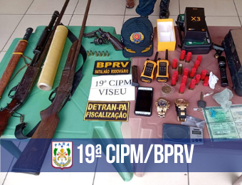 Armas de fogo, munições e veículos são apreendidos durante Operação conjunta da PM e Detran