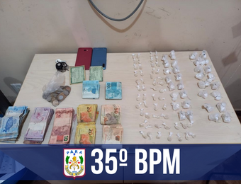 Em Santarém, PM prende casal com R$7mil e 84 papelotes de drogas