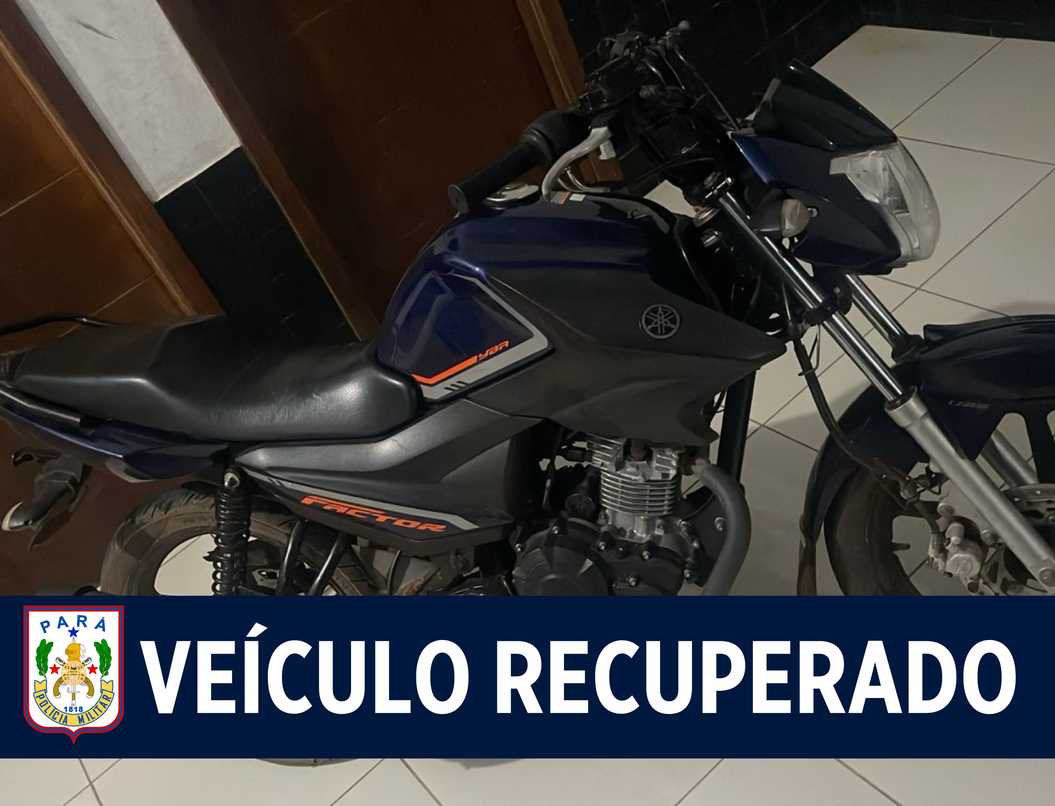 No município de Bonito, PM recupera motocicleta roubada