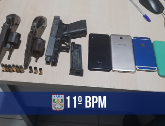 11° Batalhão apreende armas, moto e celulares roubados em Peixe-boi 