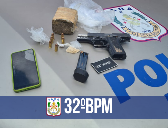 32º BPM prende mulher e apreende arma de fogo, drogas e dinheiro em Cametá