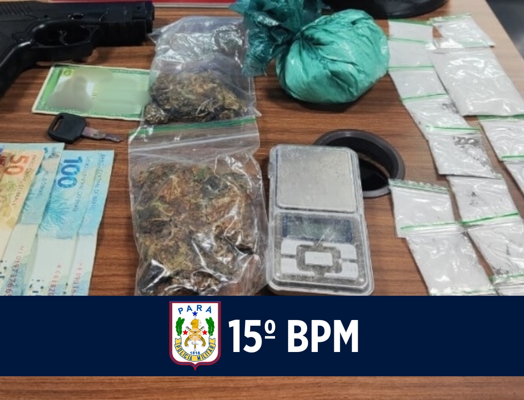 15° BPM apreende drogas e simulacro de arma de fogo em Itaituba