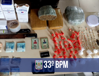 33° BPM prende pai e filho com grande quantidade de drogas em Augusto Corrêa