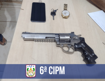 6ª CIPM prende homem e uma mulher por porte ilegal de arma de fogo e roubo