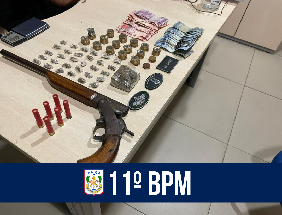 11º BPM prende suspeito de tráfico de entorpecentes e porte ilegal de arma em Capanema
