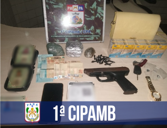 Em Santarém, 1ª Cipamb apreende veículo com crack, maconha e uma pistola