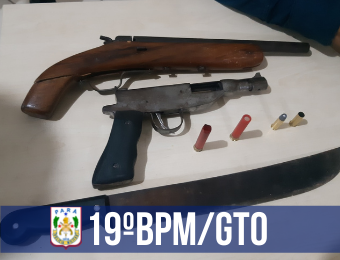 Duas armas de fabricação caseira são apreendidas e homem é preso pelo 19º BPM e GTO