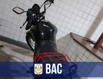 Moto com chassi adulterado é apreendida pelo Bac